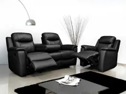 Tweezits Relaxbank Evasion Van Leer - Zwart-Vente-unique