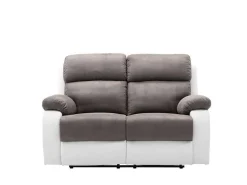 Tweezits Relaxbank Van Microvezel En Kunstleer Tolzano - Grijs En Wit-Vente-unique Online
