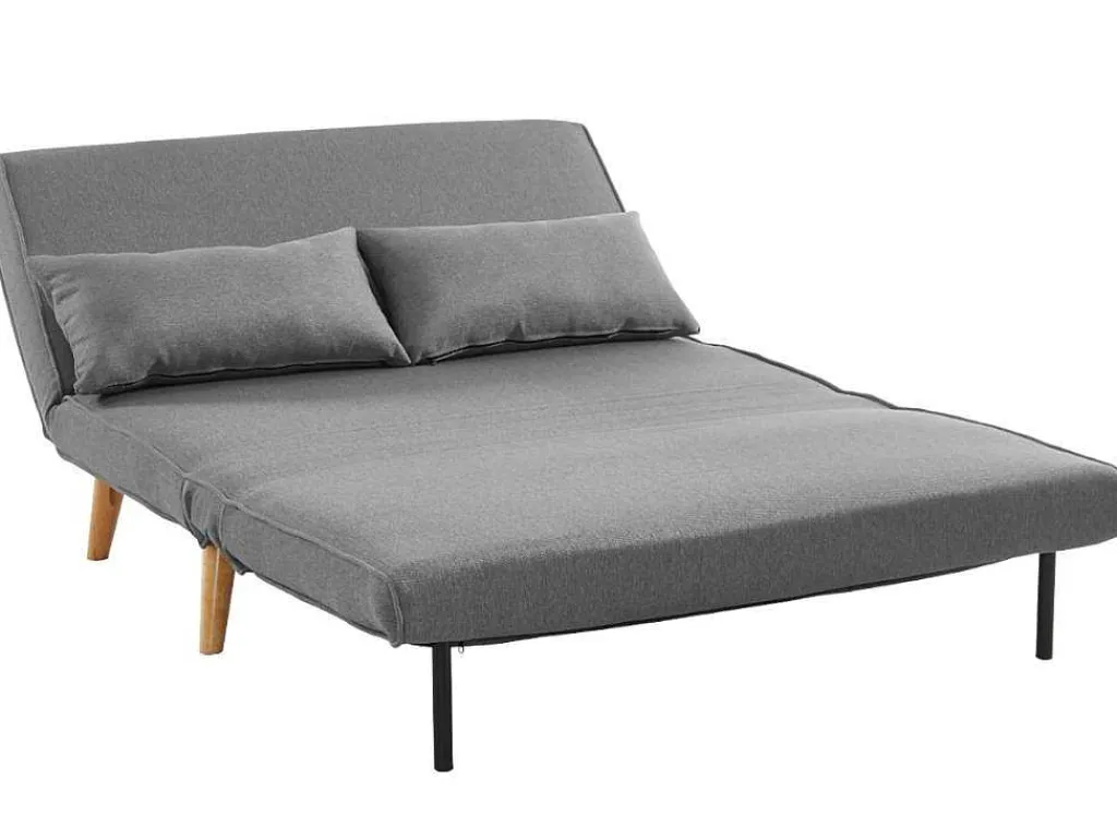 Tweezits Slaapbank Posio Van Stof - Grijs-Vente-unique