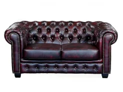 Tweezitsbank Chesterfield Brenton 100% Buffelleer - Cherry-LINEA SOFA Best