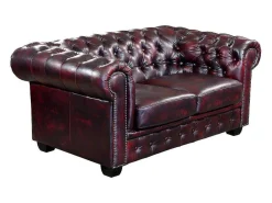 Tweezitsbank Chesterfield Brenton 100% Buffelleer - Cherry-LINEA SOFA Best