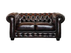 Tweezitsbank Chesterfield Brenton 100% Buffelleer - Bruin Tinten-LINEA SOFA Best