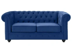 Tweezitsbank Chesterfield - Fluweel - Koningsblauw-Vente-unique Hot