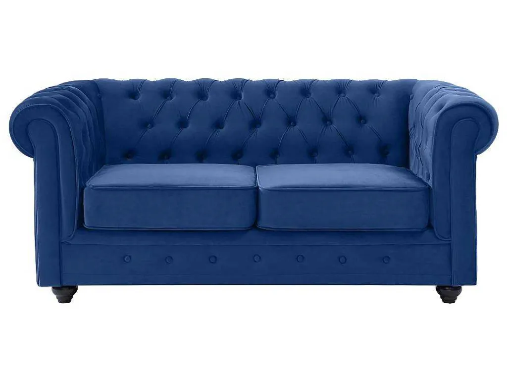 Tweezitsbank Chesterfield - Fluweel - Koningsblauw-Vente-unique Hot