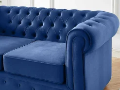 Tweezitsbank Chesterfield - Fluweel - Koningsblauw-Vente-unique Hot