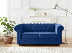 Tweezitsbank Chesterfield - Fluweel - Koningsblauw-Vente-unique Hot