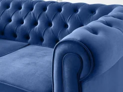 Tweezitsbank Chesterfield - Fluweel - Koningsblauw-Vente-unique Hot