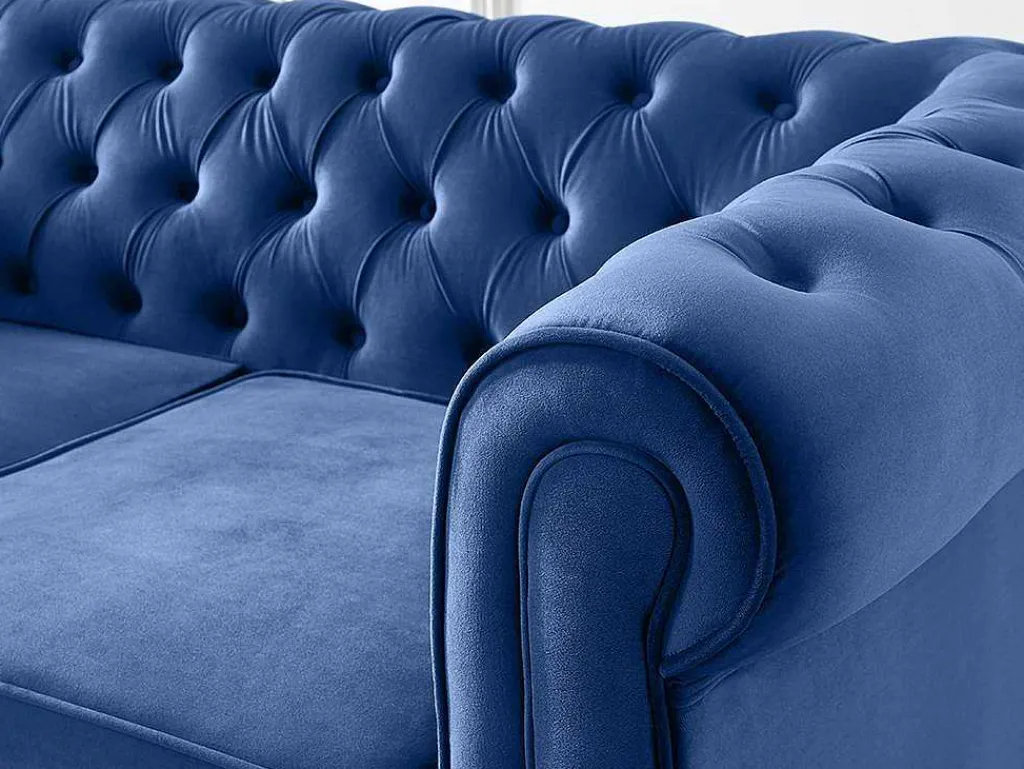 Tweezitsbank Chesterfield - Fluweel - Koningsblauw-Vente-unique Hot