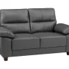 Tweezitsbank Van Antracietgrijs Leer Tasani-Vente-unique Outlet