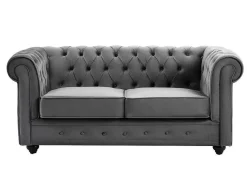 Tweezitsbank Van Antracietkleurig Velours Chesterfield-Vente-unique New