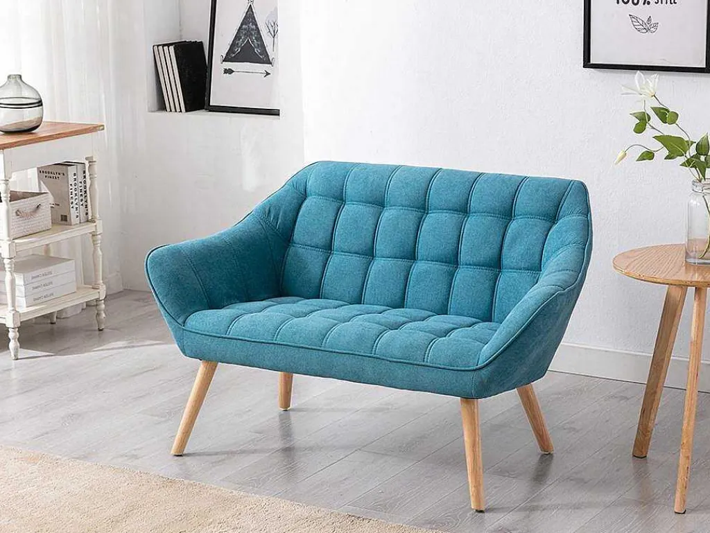 Tweezitsbank Van Stof Caserta - Blauw-Vente-unique