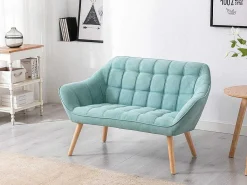 Tweezitsbank Van Stof Caserta - Watergroen-Vente-unique Online
