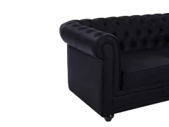 Tweezitsbank Van Zwart Kunstleer Chesterfield-Vente-unique Hot