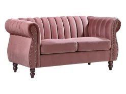 Tweezits-Chesterfield-Bank Van Oudroze Velours Trumbo-Vente-unique Outlet