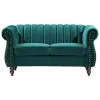 Tweezits-Chesterfield-Bank Van Smaragdgroen Velours Trumbo-Vente-unique Discount
