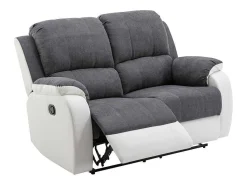 Tweezits-Relaxbank Van Microvezel En Grijs En Wit Kunstleer Brody-Vente-unique Outlet