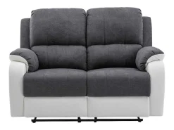 Tweezits-Relaxbank Van Microvezel En Grijs En Wit Kunstleer Brody-Vente-unique Outlet