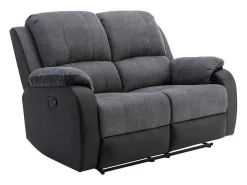 Tweezits-Relaxbank Van Microvezel En Grijs En Zwart Kunstleer Brody-Vente-unique Hot