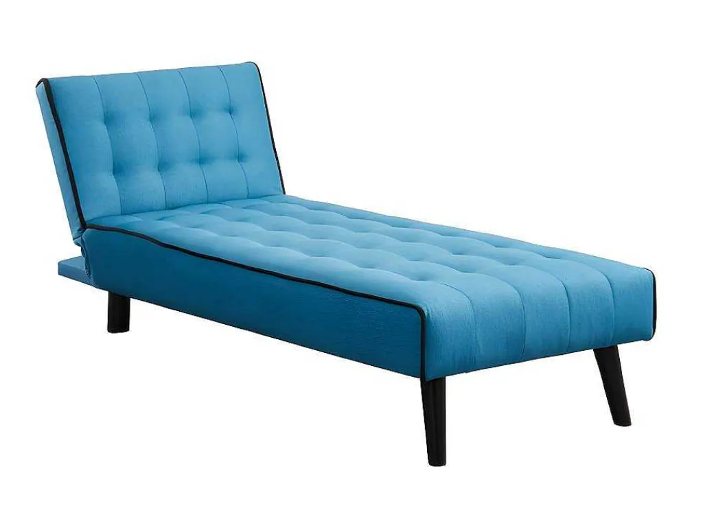 Uitklapbare Chaise Longue Bayou Van Stof - Blauw En Zwarte Paspel-Vente-unique Online