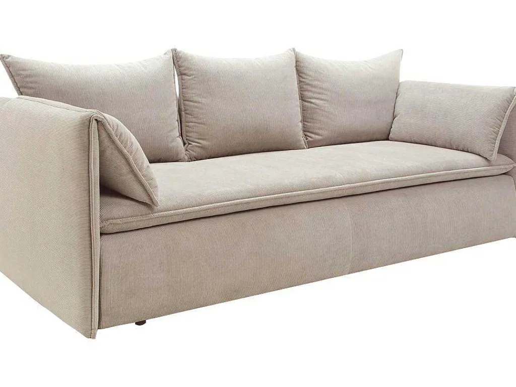 Uitklapbare Driezitsbank Van Beige Ribfluweel Teodora Van Pascal Morabito-Vente-unique Sale