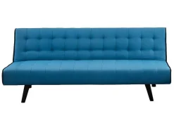 Uitklapbare Driezits-Bedbank Bayou Van Stof - Blauw En Zwarte Paspel-Vente-unique Outlet