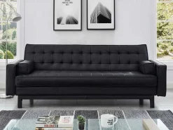 Uitklapbare Zitbank Van Kunstleer Eleanor - Zwart-Vente-unique Discount