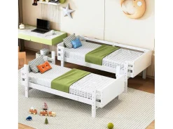 Uitneembaar Stapelbed 2 X 90 X 190 Cm Met Ladder - Massief Hout - Wit-Vente-unique Outlet