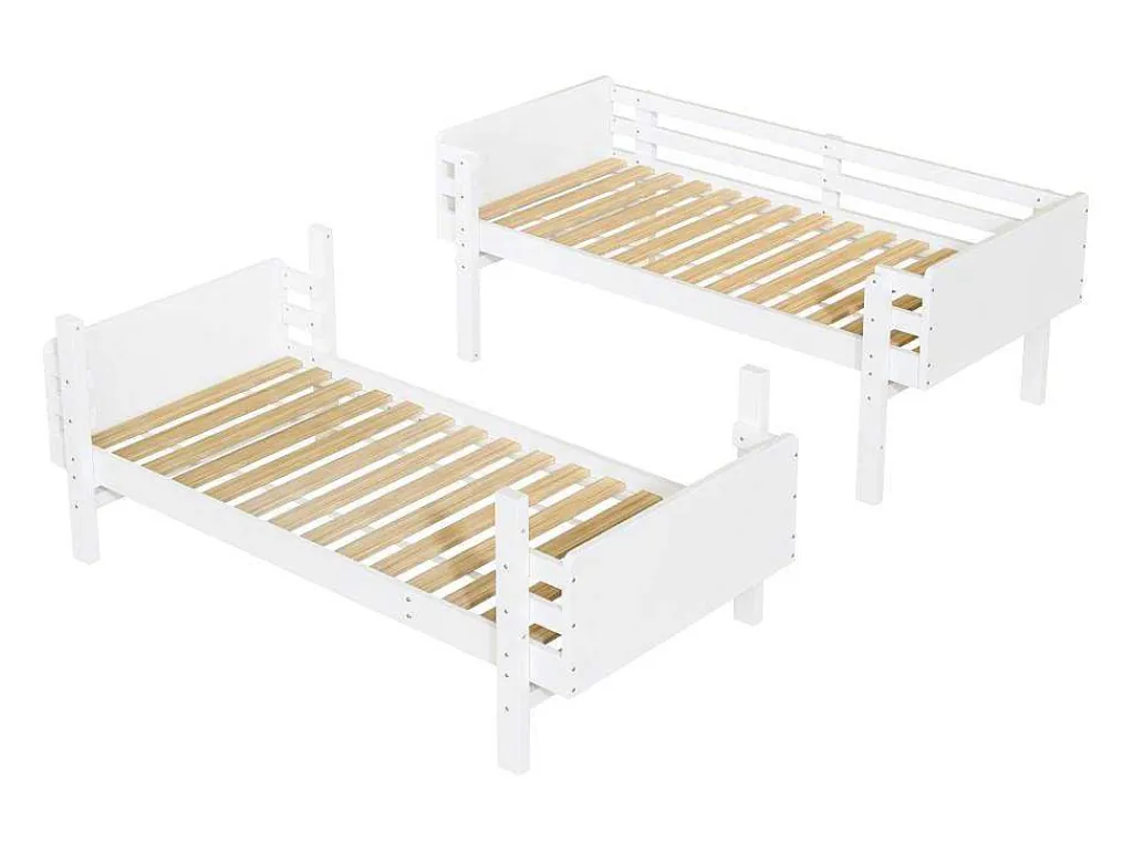 Uitneembaar Stapelbed 2 X 90 X 190 Cm Met Ladder - Massief Hout - Wit-Vente-unique Outlet