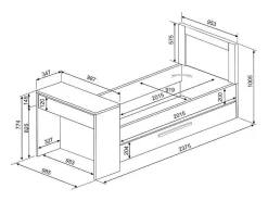 Uitschuifbaar Bed 2 X 90 X 200 Cm - Met Bureau - Kleur: Naturel En Antraciet + Bedbodem - Vouani-Vente-unique Hot
