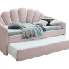 Uitschuifbaar Bed 2 X 90 X 190 Cm - Velours - Roze - Elusia-Vente-unique Best