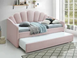 Uitschuifbaar Bed 2 X 90 X 190 Cm - Velours - Roze - Elusia-Vente-unique Best