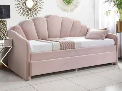 Uitschuifbaar Bed 2 X 90 X 190 Cm - Velours - Roze - Elusia-Vente-unique Best