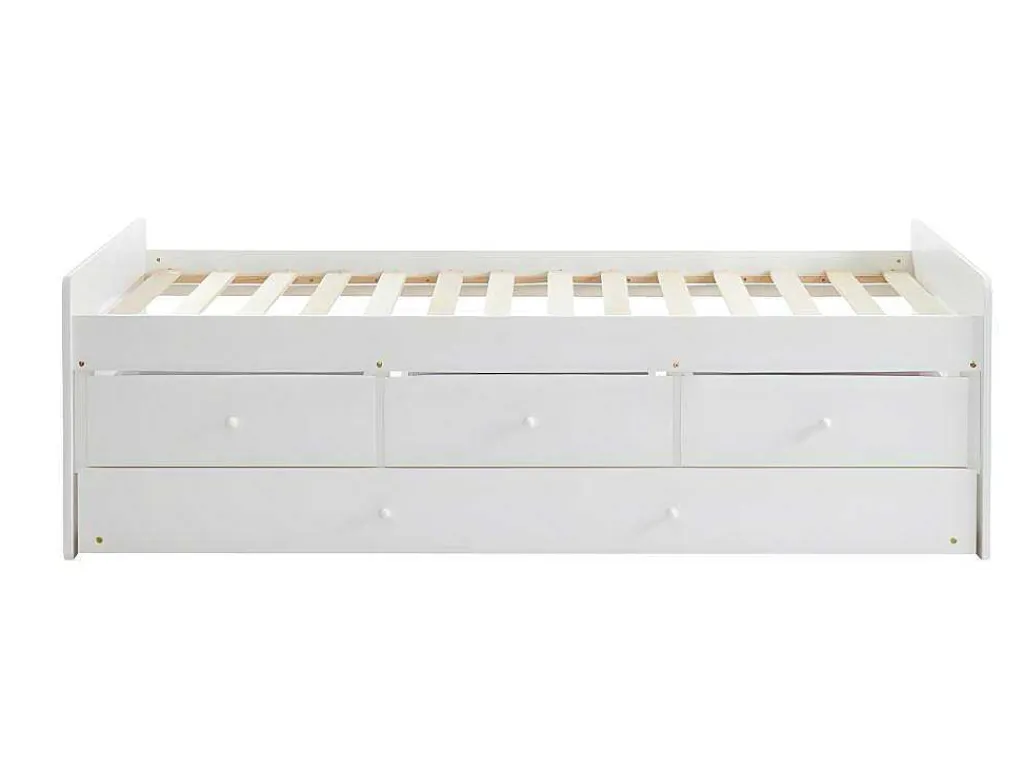 Uitschuifbaar Bed Titouan Met 3 Lades - 90X190Cm - Mdg En Dennenhout - Wi-Vente-unique Clearance