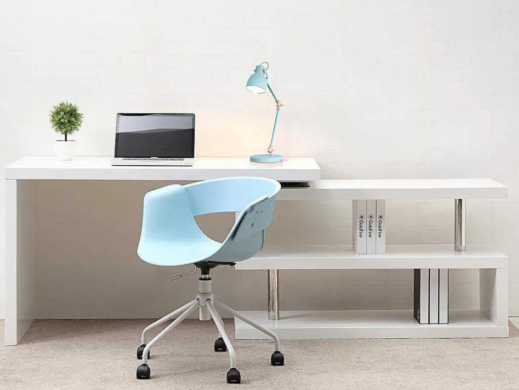 Uitschuifbaar Bureau Nicephore Ii - Wit Gelakt Mdf - Draaiend Blad 360°-Vente-unique Hot