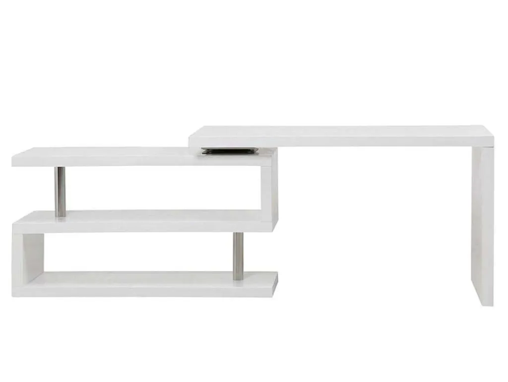 Uitschuifbaar Bureau Nicephore Ii - Wit Gelakt Mdf - Draaiend Blad 360°-Vente-unique Hot