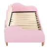Uitschuifbaar Onderschuifbed 90(180)X190 Cm - In Kunstleer - Met Led-Verlichting En Lattenbodem - Roze-ModernLuxe Online