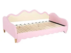 Uitschuifbaar Onderschuifbed 90(180)X190 Cm - In Kunstleer - Met Led-Verlichting En Lattenbodem - Roze-ModernLuxe Online