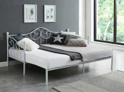 Uitschuifbare Bedbank Sebille - Metaal - 2 X 90 X 200 Cm Of 180 X 200 Cm - Wit - Optie Matras-Vente-unique