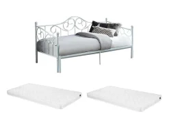Uitschuifbare Bedbank Sebille - Metaal - 2 X 90 X 200 Cm Of 180 X 200 Cm - Wit - Optie Matras-Vente-unique