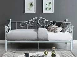 Uitschuifbare Bedbank Sebille - Metaal - 2 X 90 X 200 Cm Of 180 X 200 Cm - Wit - Optie Matras-Vente-unique