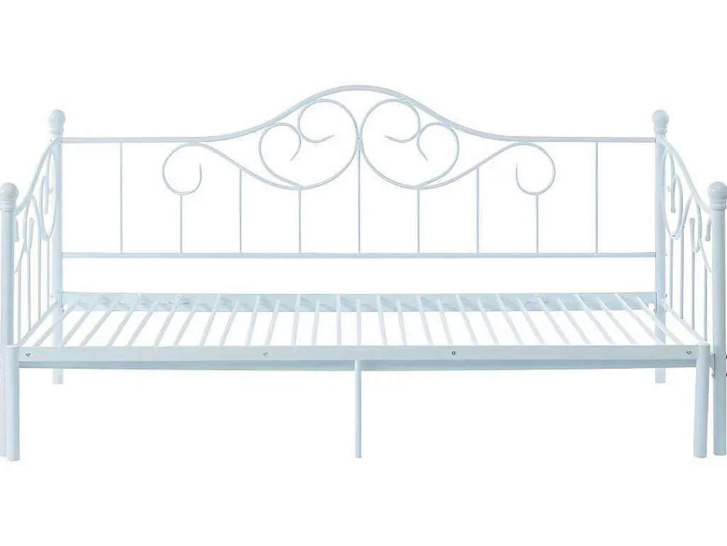 Uitschuifbare Bedbank Sebille - Metaal - 2 X 90 X 200 Cm Of 180 X 200 Cm - Wit - Optie Matras-Vente-unique