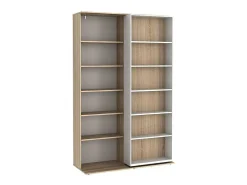 Uitschuifbare Boekenkast Prali - 18 Nissen - Wit En Eiken-Vente-unique