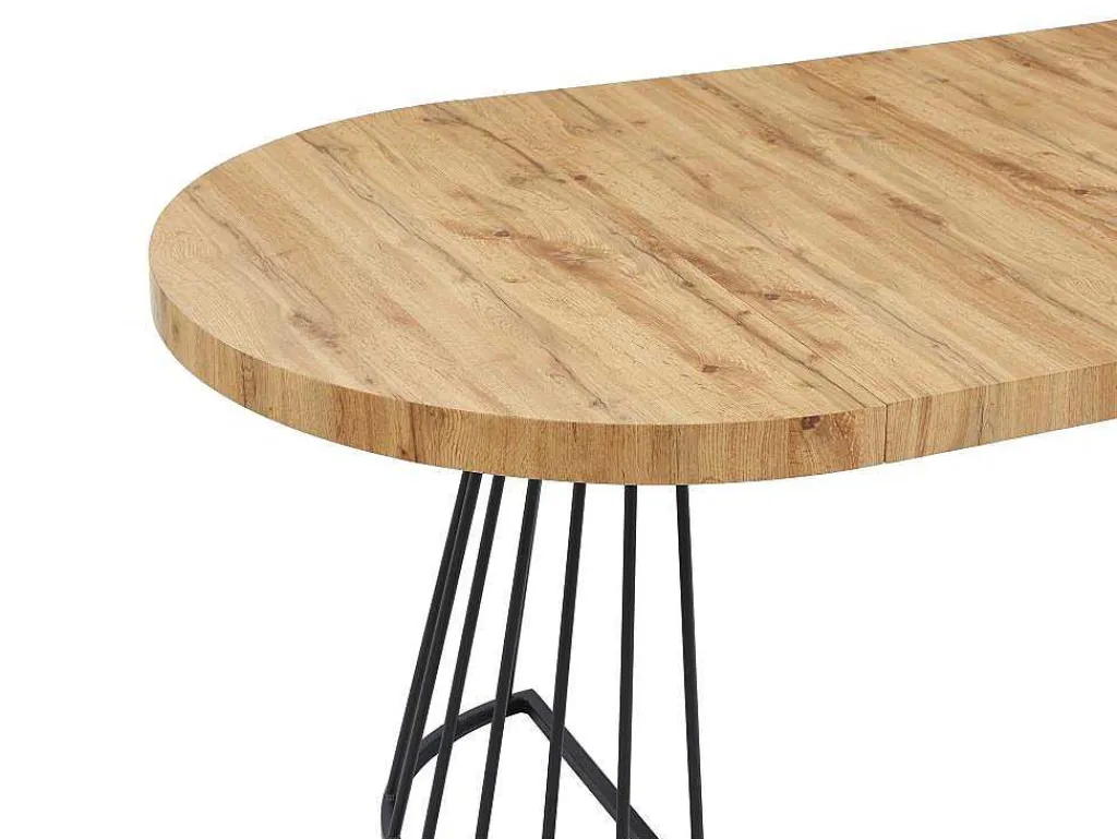 Uitschuifbare Eettafel 2 Tot 12 Plaatsen Van Mdf En Staal - Naturel En Zwart - Firela-Vente-unique New