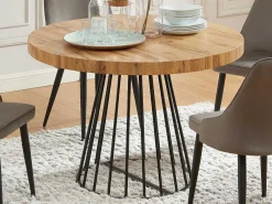 Uitschuifbare Eettafel 2 Tot 12 Plaatsen Van Mdf En Staal - Naturel En Zwart - Firela-Vente-unique New