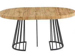 Uitschuifbare Eettafel 2 Tot 12 Plaatsen Van Mdf En Staal - Naturel En Zwart - Firela-Vente-unique New