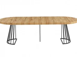 Uitschuifbare Eettafel 2 Tot 12 Plaatsen Van Mdf En Staal - Naturel En Zwart - Firela-Vente-unique New