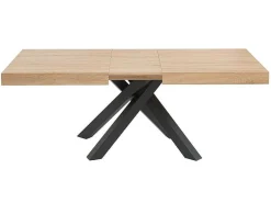 Uitschuifbare Eettafel 6 Tot 10 Plaatsen Van Mdf En Hevea - Naturel En Zwart - Catonav-Vente-unique Online