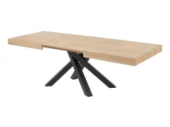 Uitschuifbare Eettafel 6 Tot 10 Plaatsen Van Mdf En Hevea - Naturel En Zwart - Catonav-Vente-unique Online