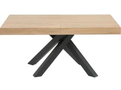 Uitschuifbare Eettafel 6 Tot 10 Plaatsen Van Mdf En Hevea - Naturel En Zwart - Catonav-Vente-unique Online