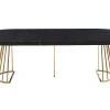Uitschuifbare Eettafel 2 Tot 12 Plaatsen Van Mdf En Staal - Zwart En Goud - Firela-Vente-unique Hot